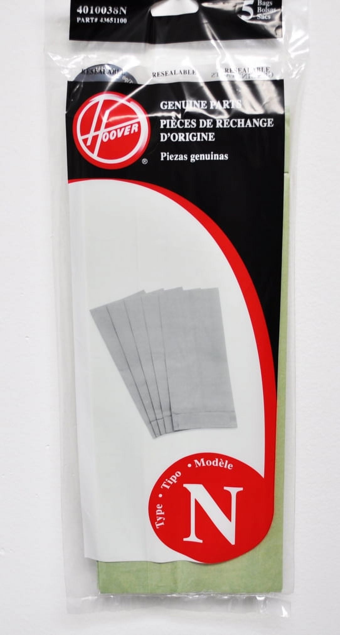 5 Hoover Vacuum Part 4010038N Canister / Paper Bags, N, 5PK, Portapower