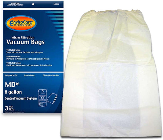 3 Modern Day Vacuum Part MD814 / Paper Bags, Central Vac, 3PK, 8 Gallonwith Elastic Band