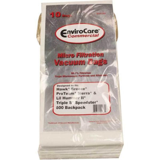 10 Proteam Vacuum Part ECC168 / Paper Bags, 10PK Sierra, Speedster 600, H Ii