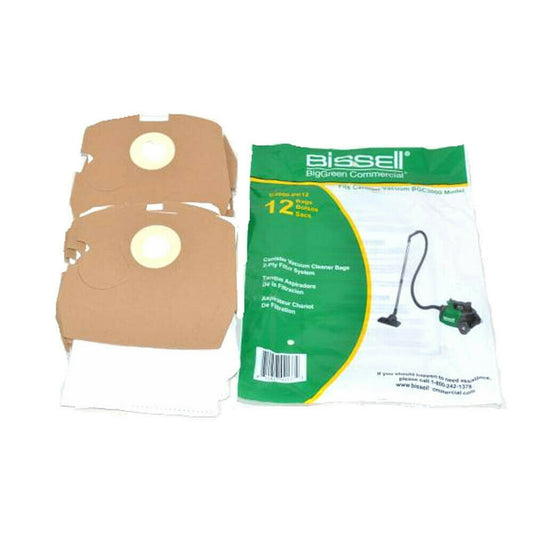12 Bissell Vacuum Cleaner Bags 19-2494-08 Canister / Paper Compact, 12PK Fits BGC3000
