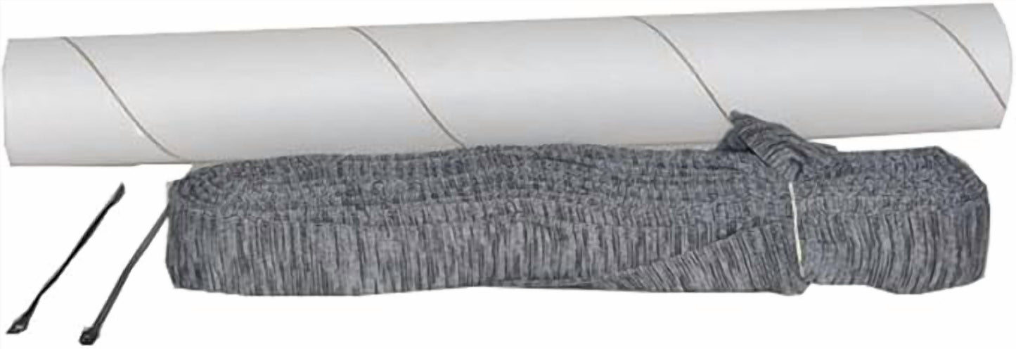 1 Fit All, Central Vac Vacuum Hose 06-1008-04 / Sock, W / Tube, 50FT, Grey, W / Zip Tie