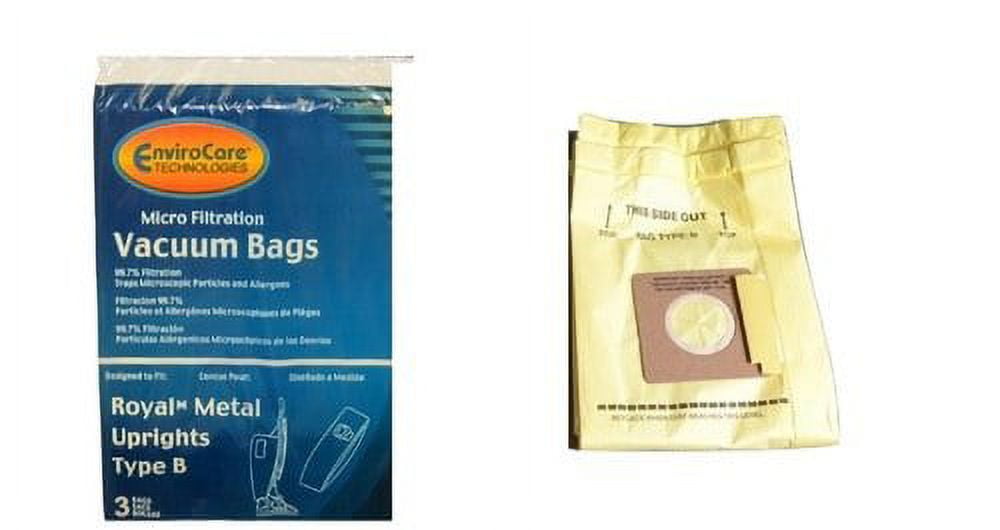 3 Royal Vacuum Part 847 Upright Micro Allergen Filtration / Paper Bags, B, 3PK, Micro, Env, Repl
