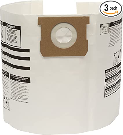 3 Shop Vac Vacuum Cleaner Bags 9066133 / Paper, 3PK, 5 / 6 / 8 Gal Catch