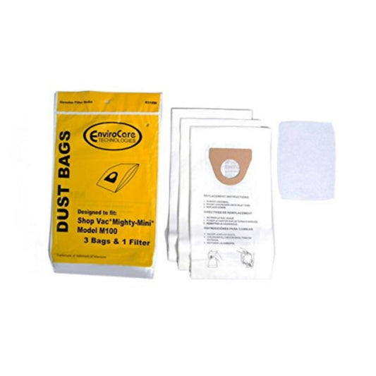 3 Shop Vac Vacuum Part 831SW / Paper Bags, 3PK, Mighty Mini
