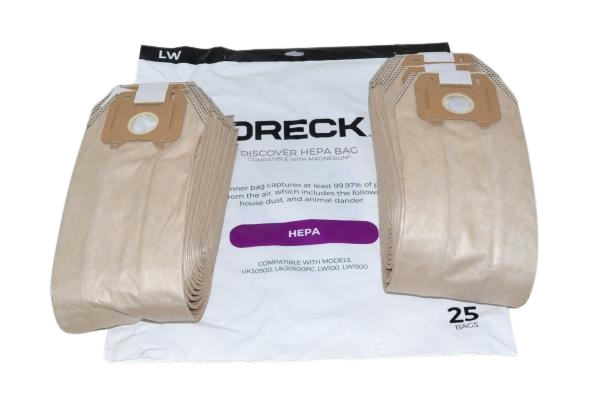 25 Oreck Vacuum Part AK1LW25H HEPA Filtration / Paper Bags Discover, Magnesium, 25PK
