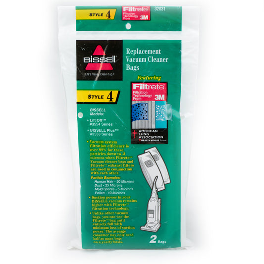 2 Bissell Vacuum Part 32031 / Paper Bags, Style 4, 2PK, Lift Off No Longer Available