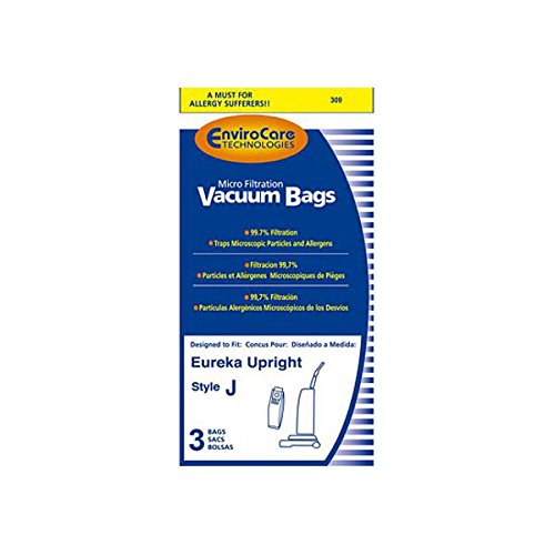 Electric Vac Replacement for Eureka Style J, Microlined Upright Vacuum Cleaner Paper Bags 3PK # 309