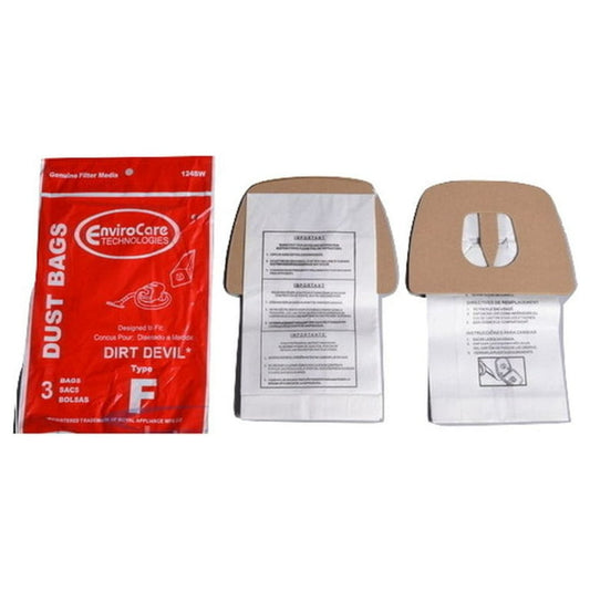 3 Dirt Devil Vacuum Part 124SW Canister / Paper Bags, F, 3PK, Can Vac by EnviroCare