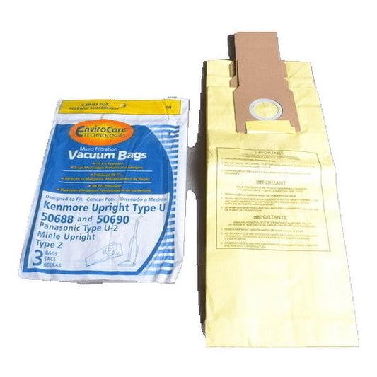 3 Kenmore Vacuum Part 159 Upright / Paper Bags 5068, 3PK Type U, Enviroalso Fits Canadian Model Type '' L ''