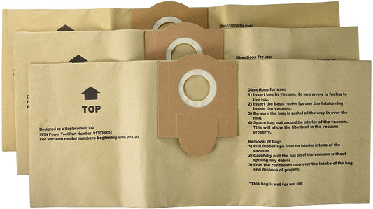 3 Green Klean Vacuum Part GK-TURBOI / Paper Bags Fein Power, 3PK, 9-11-20 / 9-11-55 Turbo, Fein Power
