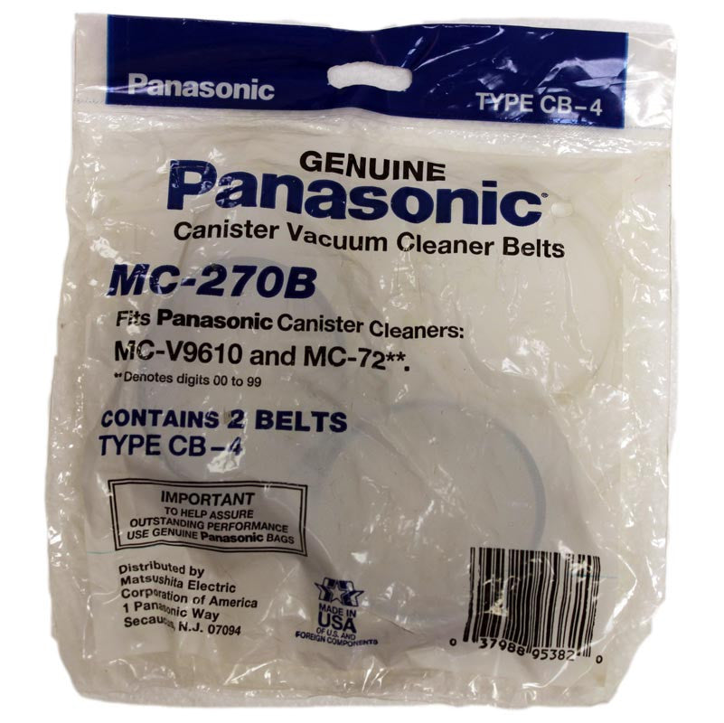 1 Panasonic Vacuum Belt MC-270B / CB-4, MCV-9610, Power Headpack Of 2