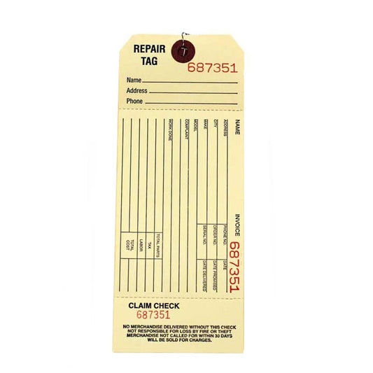 1 Fit All, Residential Vacuum Part 32-0300-02 / Repair Tags-{ Single Copy }W / Wireminimum Purchase 50 Order In Multiples Of 50