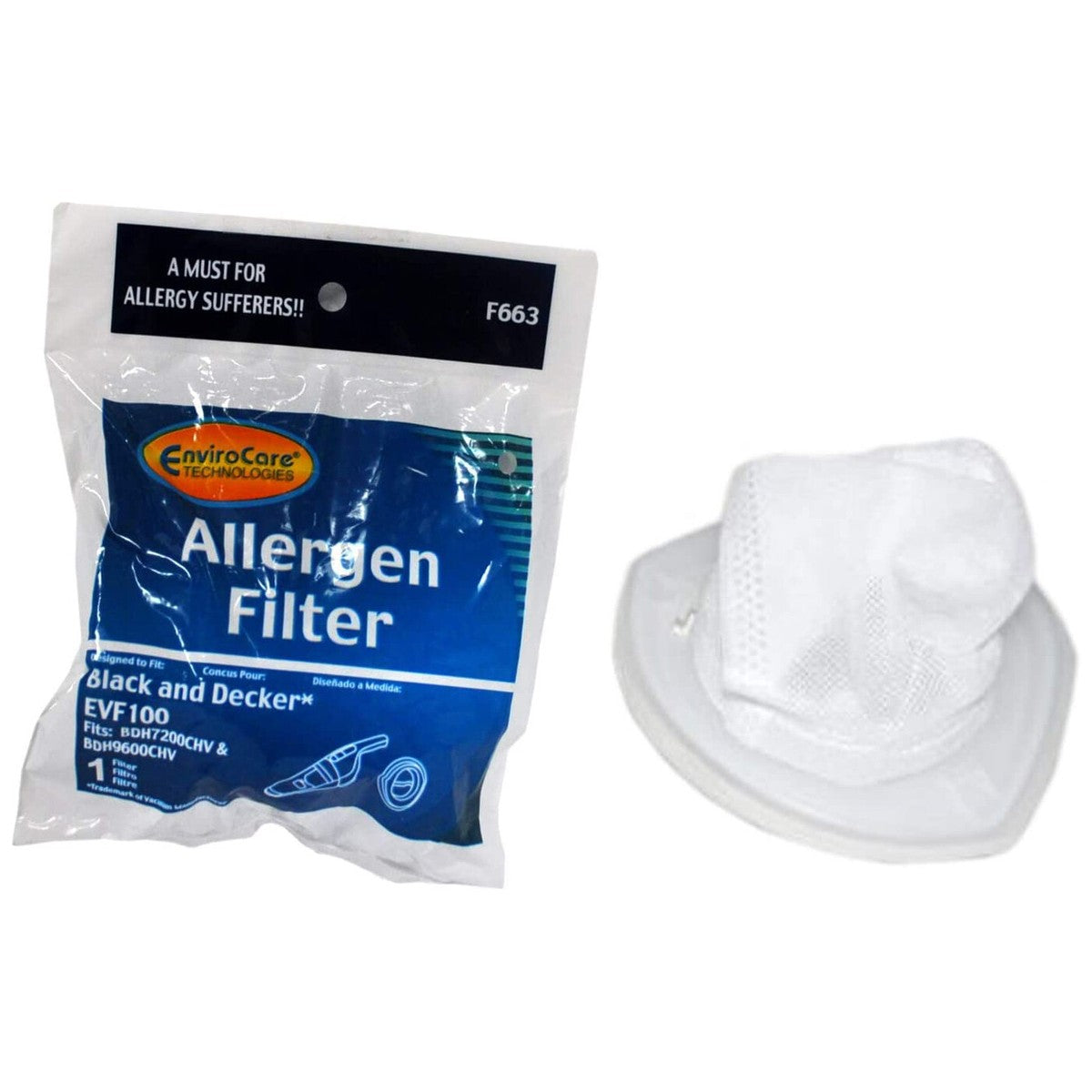 1 Black & Decker Vacuum Filter F663 / Decker EVF100, Hand Vac