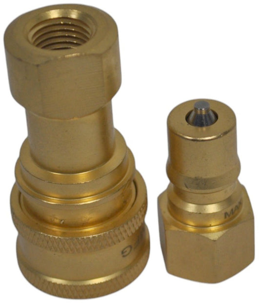 1 Fit All, Commercial Vacuum Part 14-1070-07 Commercial / Coupler, Quick Connect 1 / 4 Brass, Set 1 Male, 1 Female