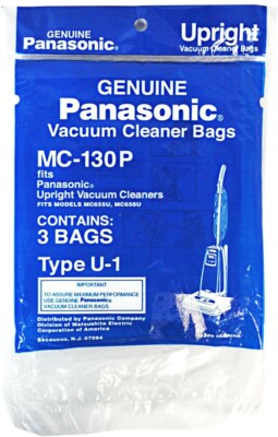 3 Panasonic Vacuum Part MC130P Upright / Paper Bags, U-1, 3PK