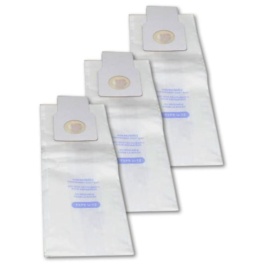 3 Panasonic Vacuum Part 190 Upright / Paper Bags, U-12, 3PK, Fits Models Mc UG773, Mc UG775