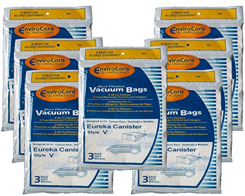 21 Eureka Allergy Style V Vacuum Bags, Power Team, Powerline, Canisters, World Vac, Home Cleaning System Vacuum Cleaners, 3800, 3900, 6700, 6800, 6865, 8000, 8200, 8900, 52358, 52358-12, 576898-12 (Filteraire), 54923-10, 6865