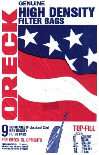 XL8000 / 9000/2000 Upright hipoalergnicas bolsas filtrantes (9 unidades) PK8000-9DW