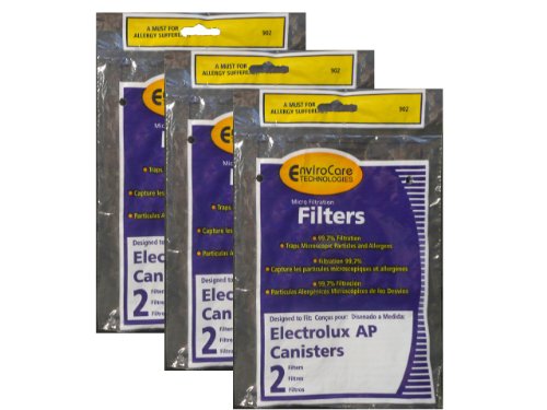 EnviroCare Replacement Allergen Vacuum Cleaner Filters made to fit Electrolux, Aerus AP100 Canister Vacuum HEPA LE 2100, Diplomat, Ambassador, Epic 6500, (6 Filters)