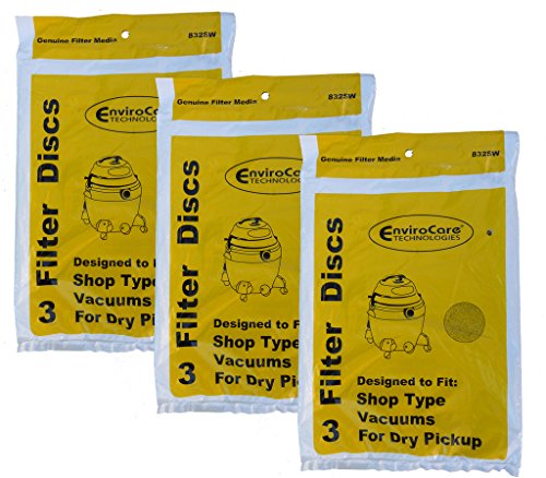 EnviroCare Replacement Wet/Dry Reusable Disc Filters for Shop Type Vacuums 9 Filters