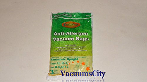 Panasonic Upright Anti-Allergen Type U, U-3, U-6, U-12 Bags 3 Pk Part # A816,816