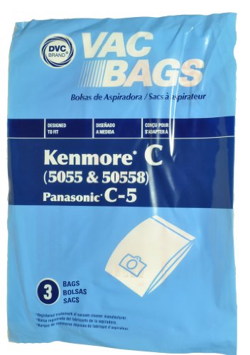 Kenmore 5055 Canister Vacuum Cleaner Bags, DVC Replacement Brand, Designed to fit Canister Vacuum Cleaners Using Bag Number 5055, 3 Bags in Pack'