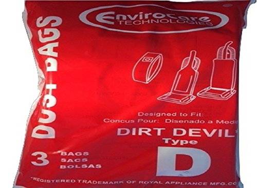 Dirt Devil Devil Upright Type D Paper Bags 3PK Envicrocare Part # 123SW,3670148001