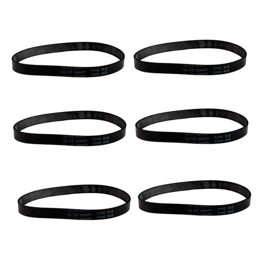 Replacement For Sharp Twin Energy Upright Vacuum Belt Replaces BU-3, 6 Pack