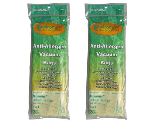 6 Hoover Type I HEPA Platinum Handheld Canister Vacuum Cleaner Bags