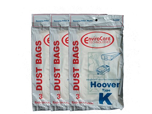 9 Hoover Type K Spirit Vacuum Bags, Canisters, Encore, Supremacy, Older Runabout Vacuum Cleaners,4010028K, 4010100K, H-4010100KES