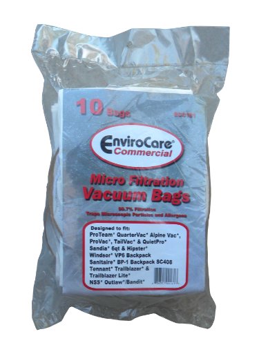 EnviroCare 10 ProTeam QuarterVac Commercial Backpack Microfiltration Vacuum Cleaner Bags
