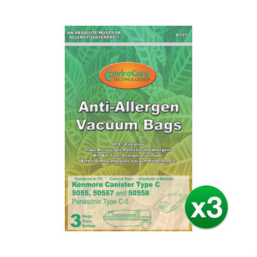 Replacement Vacuum Bag For Kenmore 50558 / A137 / Style Q (3 Pack)