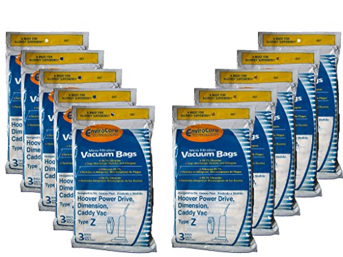 30 Hoover Allergy Vacuum Type Z Bags Power Drive Auto Drive Constellation Dimension Dirt Finder Futura Caddy Vac TurboPower PowerMax Breathe Easy Cleaners 43655105 3500 3700 4500 6000 7000 series