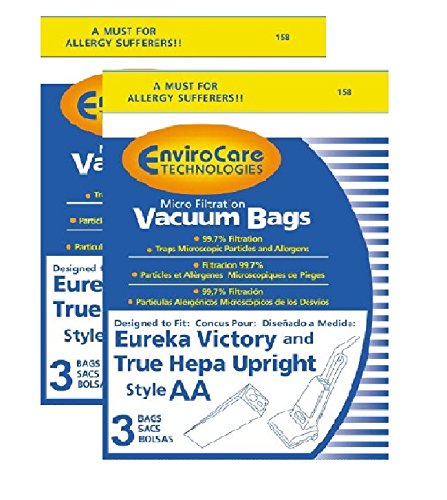 EnviroCare Replacement Micro Filtration Vacuum Cleaner Dust Bags made to fit Eureka Style AA Victory and True HEPA Uprights 6 bags