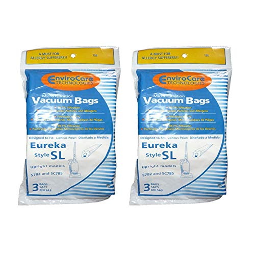 [6] Paper Bags Replacement Part For Eureka Upright Vacuum SL, S782, Sc785, S782A, S782A-1, SC785A-1, SC785A Models # compare to part 61125B10