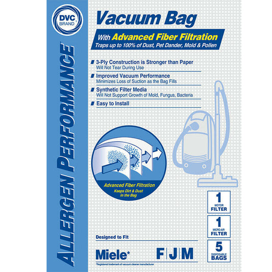 Meile Type F J M 7291640 HEPA Vacuum Cleaner Bags DVC Made In USA