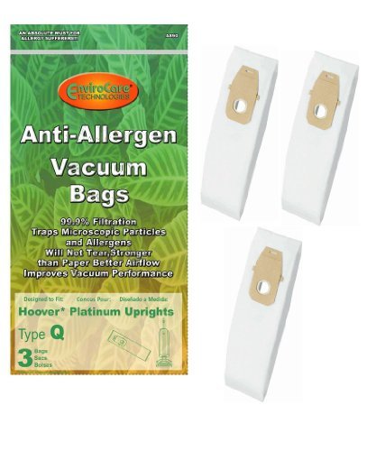 EnviroCare Replacement Allergen Filtration Vacuum Cleaner Dust Bags made to fit Hoover Style Q Uprights 3 bags