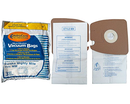 EnviroCare 3 Eureka Allergy Style MM Mighty Mite Micro Filtration Canister Vacuum Cleaner Bags