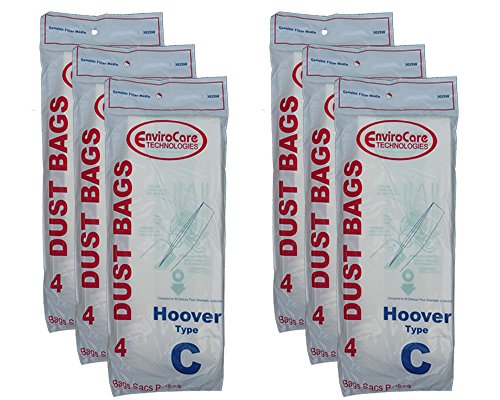 24 Hoover Type C Vacuum Bags for Convertible Upright, Bottom Fill Convertible, Lightweight, O/S Vacuum Cleaners, 43651-050, 43651050, 4010003C, 4010077C, 1340, 1350, 1351, 13560, 1370, 1372, 13290, 1391, 2552, 2552B, 2650, 2651