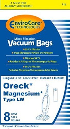 EnviroCare Replacement Vacuum Cleaner Dust Bags Designed to fit Oreck Magnesium Type LW Uprights 8 Pack