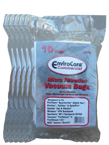 50 Commercial Vacuum Cleaner 6 QT Bag ProTeam, Allstar, Perfect, Sandia, Nobles, Windsor, 62112 Sanitaire BP-1 BackPack Model SC408 Vac, 612084, 67-9-009-1, 100431, 450227, 100564, 10-1007-6, 6-0496, PKBP10-6QT, 151802, 612084, 10-0197, 68705,