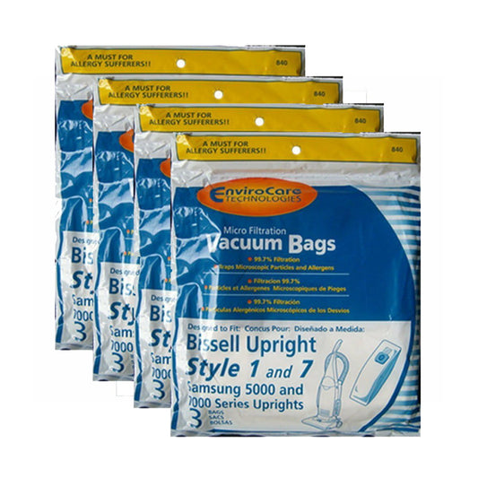 Replacement Part For Bissell Upright Powerforce Series Style 1 & 7 Paper Bags 12 Pk :- 840