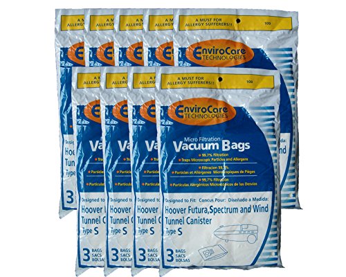 27 Hoover Windtunnel Allergy Vacuum Type S Bags, Futura, Spectrum, Power Max Vacuum Cleaners, 43655097, 4010064S, 4010344S, 43655093, 4010100S