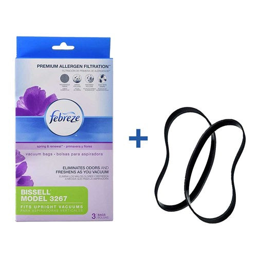 Febreze Bissell Style 3267 Vacuum Bags with 32074 Vacuum Belt