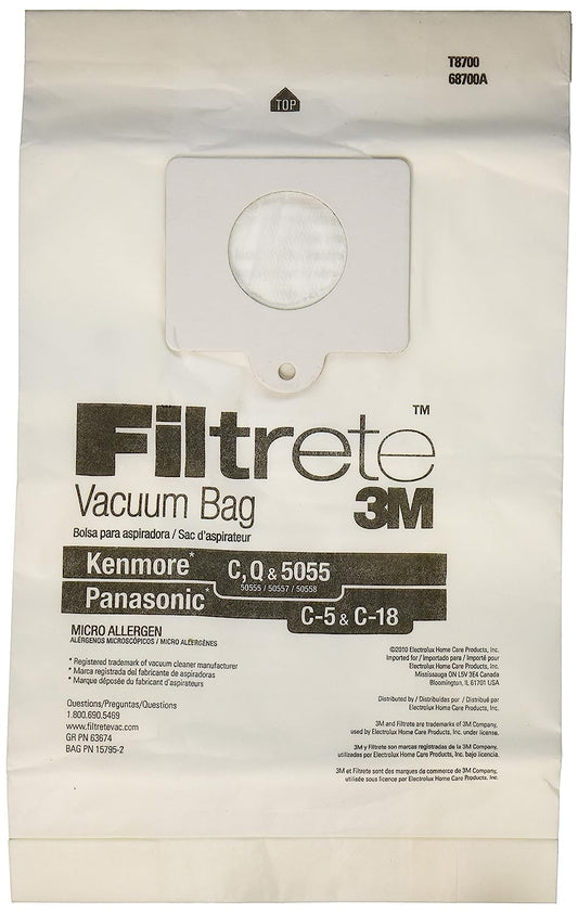 Kenmore Panasonic Vacuum Bags C C-5 C5 Q 5055 50558 50557 Micro Allergen by 3M [Single Loose Bag]