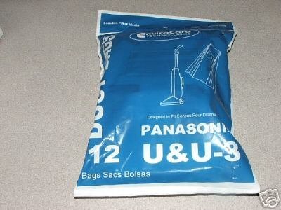 EnviroCare Replacement Vacuum Cleaner Dust Bags made to fit Panasonic Type U / U3 Uprights. 12 Pack