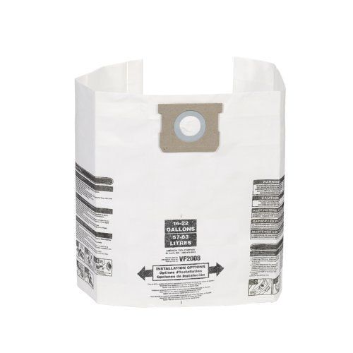 MULTI FIT Wet Dry Vacuum Bags VF2008 General Dirt Dust Bags for Most 15 Gallon to 22 Gallon Shop Vac Branded Wet/Dry Vacuum Cleaners (3 Dust Collection Bags)