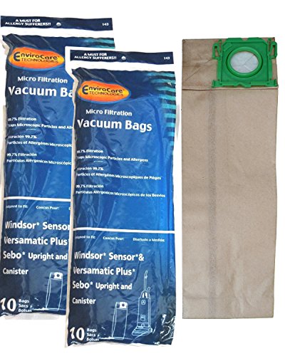 EnviroCare 20 Windsor 5300 86000500 50015 Allergy Upright Vacuum Cleaner Bags Windsor Sensor Sebo Versamatic Plus