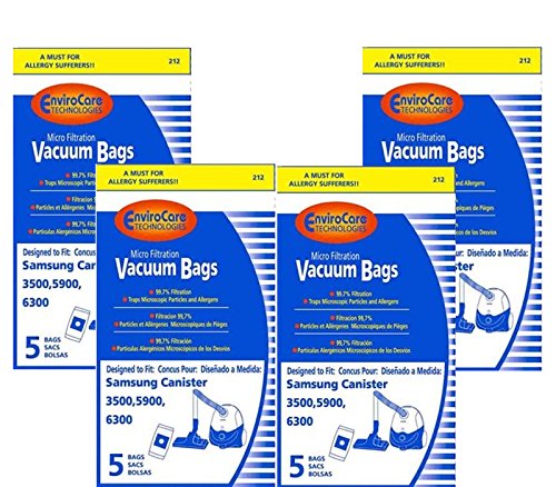 EnviroCare Replacement Micro Filtration Vacuum Bags Designed to Fit Samsung 3500, 5900, 6300 Canisters 20 Bags