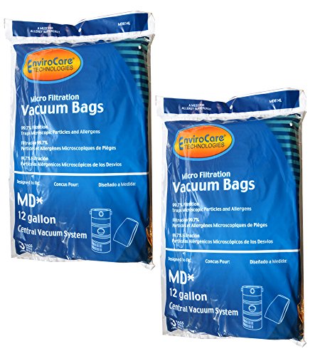 EnviroCare Replacement Micro Filtration Vacuum Cleaner Dust Bags for Modern Day 12 Gallon Central Vacuums 6 Pack